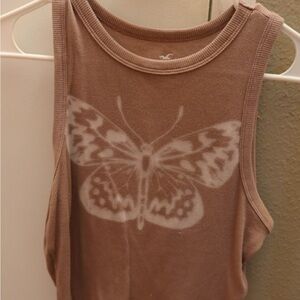 Brown Tank Top with Butterfly Design